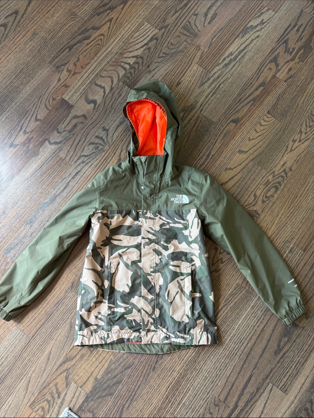 Boys The North Face Green Camo Rain Jacket